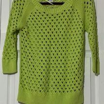Stylus Women's Medium Green Scoop Neck Knit Pullover Sweater 3/4 Sleeve ... - $14.85