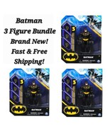 (3) DC Action Figures 4&quot; Blk Suit BATMAN Yellow Logo Surprise Accessories  - £14.01 GBP