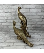 SYROCO Wood Pair Gold Peacocks Pheasants Birds Figurines USA Vintage MCM - £41.56 GBP