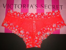 New Victoria&#39;s Secret Pink All Over Lace Cheekster Panty Orange W/ Floral Size S - £10.27 GBP