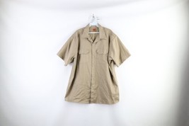 Vintage 70s Big Ben Mens 2XL Double Pocket Mechanic Work Button Shirt Beige USA - £47.45 GBP