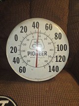 Vintage Pioneer Seed Farm Animal Feed Advertising Thermometer Barn 12&quot; Round - $130.89