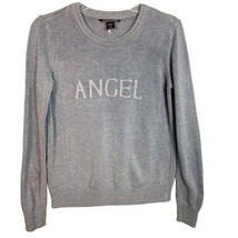 Victoria&#39;s Secret Women&#39;s Gray Angel Spellout Crewneck Knit Sweater Size Small - £18.30 GBP