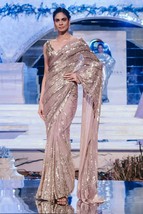 Cocktail Sequins Saree Manish Malhotra Saree Inspired Sequins Style Bollywood&#39;s  - £50.35 GBP