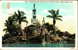 Mermaids Divers Venetian Pool Coral Gables FL UNP WB Postcard Smudge Cancel C8 - £31.95 GBP