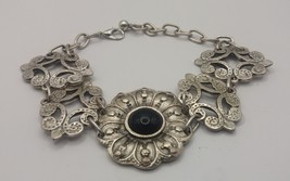 Black Onyx Flower Link Armenian Bracelet, Armenian Bracelet, Ethnic Bracelet - £38.23 GBP