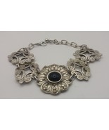 Black Onyx Flower Link Armenian Bracelet, Armenian Bracelet, Ethnic Brac... - $65.54 CAD