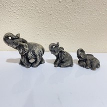 3 Elephants Resin Figurines Set Of 3 Small Realistic Desk Shelf Decor Vintage - $6.85