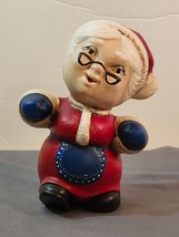 Vintage Dancing Mrs. Claus Hand Painted Ceramic Figurine Holiday Collectible 80s - £19.41 GBP