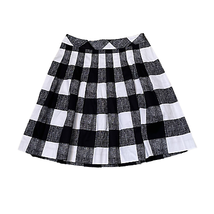 Talbots Womens Pleated Petite Skirt Size 4P Black White Check Stretch 28&quot; Waist - £23.28 GBP