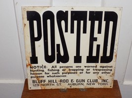 Vintage Posted No Hunting, Fishing or Trapping Auburn, NY Metal Sign - €103,94 EUR