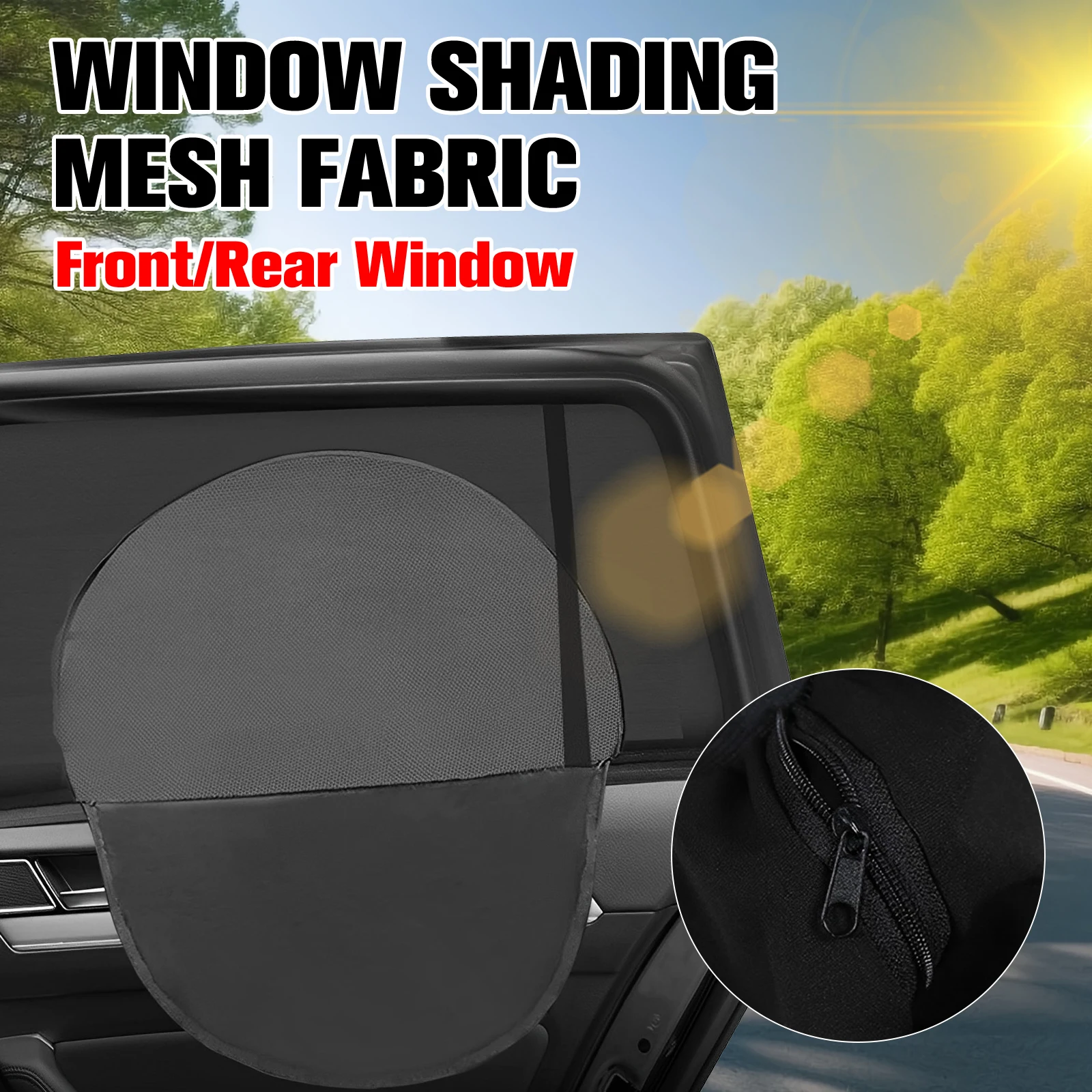 2Pcs Car Window Shades Sun Protection High Elastic Mesh Auto UV Protect Curtain - £7.32 GBP+