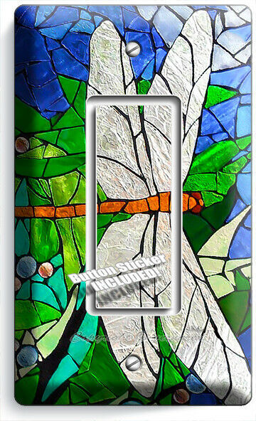 DRAGONFLY MOSAIC STAINED GLASS LOOK 1 GFCI LIGHT SWITCH WALL PLATE BEDROOM DECOR
