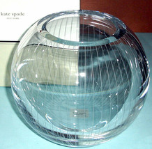 Kate Spade Marlborough Street 8&quot; Crystal Rose Bowl Etched Pinstripes Lenox New - £120.17 GBP