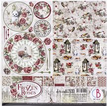 Ciao Bella Double-Sided Paper Pack 90lb 12&quot;X12&quot; 8/Pkg-Frozen Roses, 8 Designs/1  - £16.67 GBP