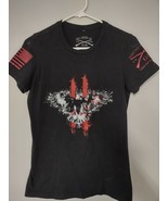 Grunt Style Eagle Print Women&#39;s Large Black T-Shirt  American Flag Ameri... - £11.75 GBP