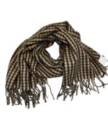 J. Crew Large Oversized Check Plaid Scarf Wrap 77&quot; x 24&quot; Camel/Khaki - $46.28