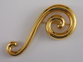 Vintage Ladies Brooch Lapel Pin By Monet Gold Tone Musical Clef Note 3&quot; - £6.32 GBP