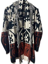 Italy Made Womens Cardigan Aztec Design Open Front Lone Sleeve Knit Size M - $48.27