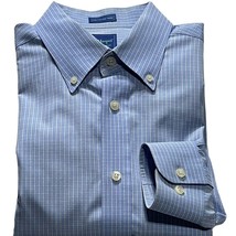HASPEL Shirt Mens Size M 15 1/2 - 32/33 Long Sleeve Blue Plaid 2 Ply Yarn - £21.57 GBP