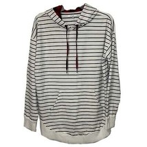 Maurices White Striped Pullover Hooded Top Womens Size Medium - $17.00