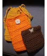 3 gift bags or cosmetics bags made by afghansbyeunice, hand crocheted - $36.25 CAD
