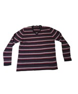 Brandini Pullover Black Red Grey Stripe 100% Cotton Men&#39;s XL - $14.99