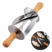 New Dough Pastry Wooden Handle Bread Croissant Wheel Baking Rolling Cutt... - $14.05