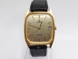 Lorus Watch Women New Battery Gold Tone Date Dial Black Leather Band 23mm - £17.26 GBP