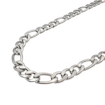 7mm Figaro Chain Necklace Stainless Steel 24&quot; Men Lobster Clasp N2 - £9.51 GBP