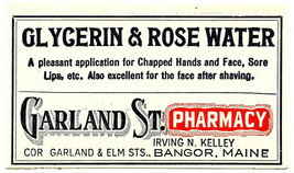 1  Antique Pharmacy Label GLYCERIN &amp; ROSE WATER Garland St Pharmacy Bang... - $28.11