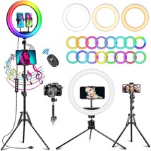 12.3&quot; Rgb Ring Light With Tripod And Phone Holders, Led Selfie Ring Light With T - £48.64 GBP