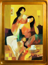 Gholam YUNESSI-&quot;Afternoon Refreshments&quot;-Framed Original Oil/Canvas/Signed/COA - £2,969.75 GBP