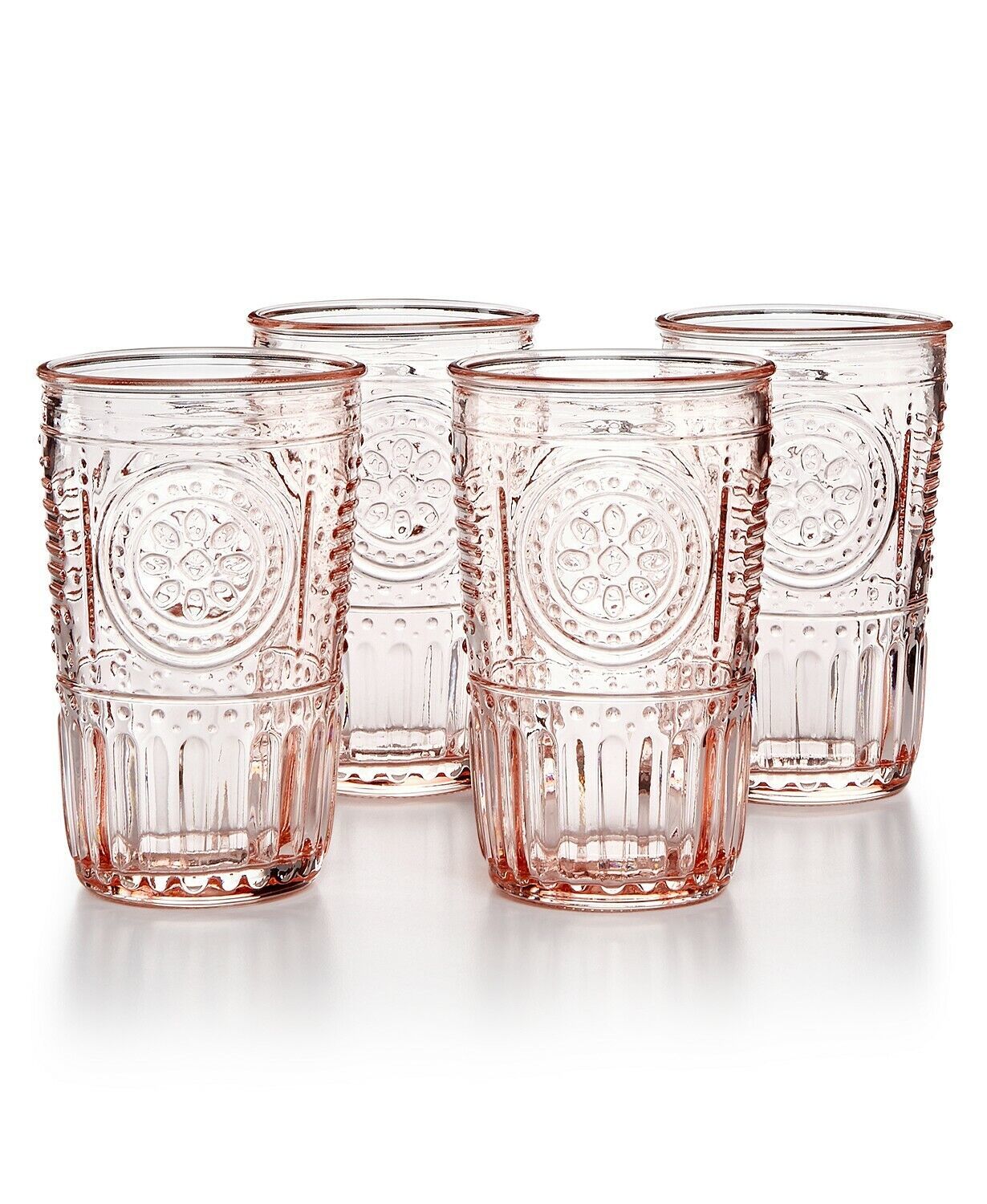 Bormioli Rocco Romantic Glass Drinking Tumbler 10.25 Oz 4 Set Cotton Candy Pink - £37.20 GBP