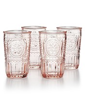 Bormioli Rocco Romantic Glass Drinking Tumbler 10.25 Oz 4 Set Cotton Candy Pink - $50.51