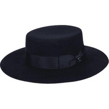 Mens Autralian Wool Boater Hat Wide Brim BRUNO CAPELO ZAYDEN ZA336 Navy Blue image 6