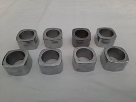Set Of 8 Silver Metal 2&quot; Square Napkin Rings Modern Style - $24.70