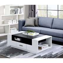Armour Coffee Table Center Table with Drawer and Open Shelf White &amp; Black - £357.11 GBP