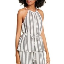 Joie Womens XS White Gray Striped Tie Waist Sleeveless Halter Top NWD CA19 - $58.79