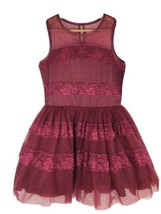 Nanette Lepore Girls Dress Gown 16 Burgundy Wine Red Formal Lace Tulle NEW  - £51.25 GBP