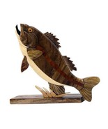 Largemouth Bass Fish Intarsia Wood Table Top Home Decor Handcrafted - £30.33 GBP