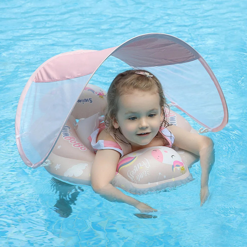 New Upgrade Baby Swimming Float with Sun Canopy Inflatable Pool Toy Infant Swim - £28.89 GBP+