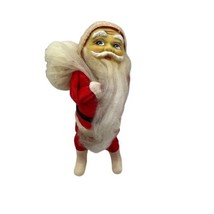 Santa Claus Standing 9&quot; Rubber Face Toy Bag No Hands Christmas Vintage Japan - £18.43 GBP