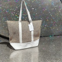 SHOW ME YOUR MUMU Sunseeker Tote Bag Beach Straw &amp; Canvas 18.5&quot;x7.48&quot;x20... - $55.43