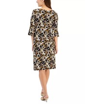 CONNECTED Petite Printed Bell-Sleeve Sheath Dress Mustard Size 8P $69 - $33.66
