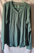 Women Natural Instincts Size XL Green Button Up Longjohn Long Sleeve Shi... - £10.21 GBP