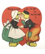 1940s Wood-N-Shoe Like to Be My Valentine Play on Words Wouldn&#39;t You Kis... - $16.00