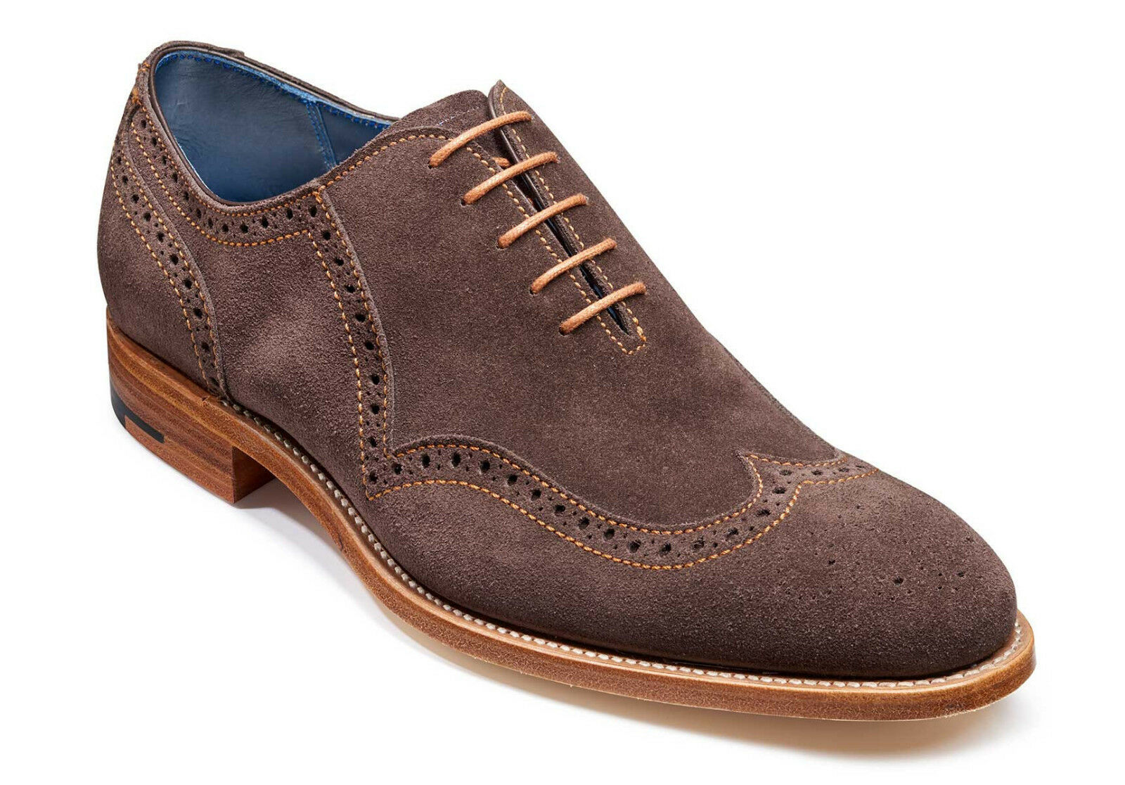 Men Brown Color Real Suede Leather Wing Tip Matching Sole Lace Up Shoes US 7-16