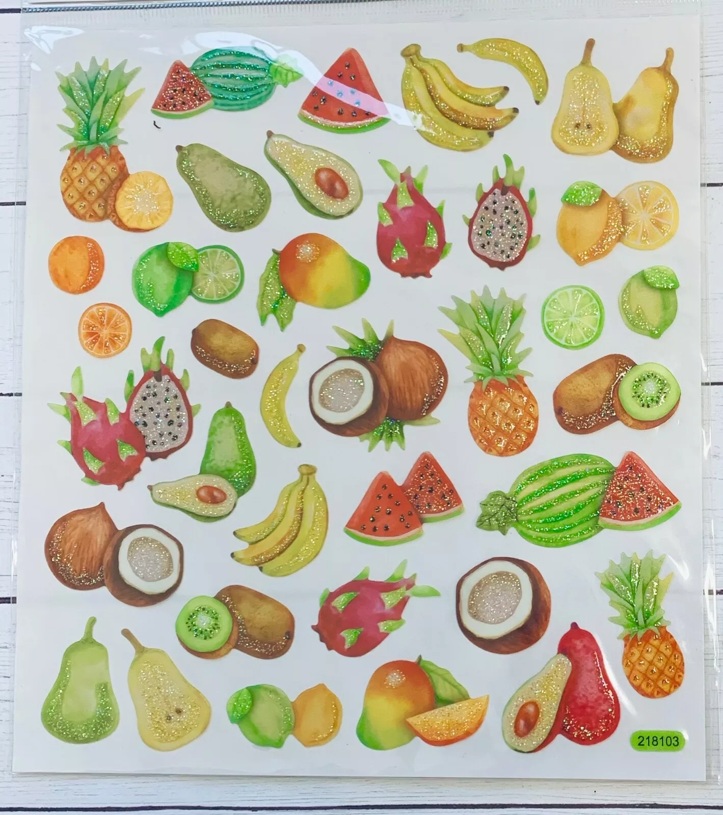 Stickers Watercolor Tropical Food fruit Glitter Papercraft Party Craft J... - $8.99