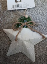 2 white Holiday Style  Christmas stars Decoration Tree Ornament 4.5&quot; New - £3.17 GBP